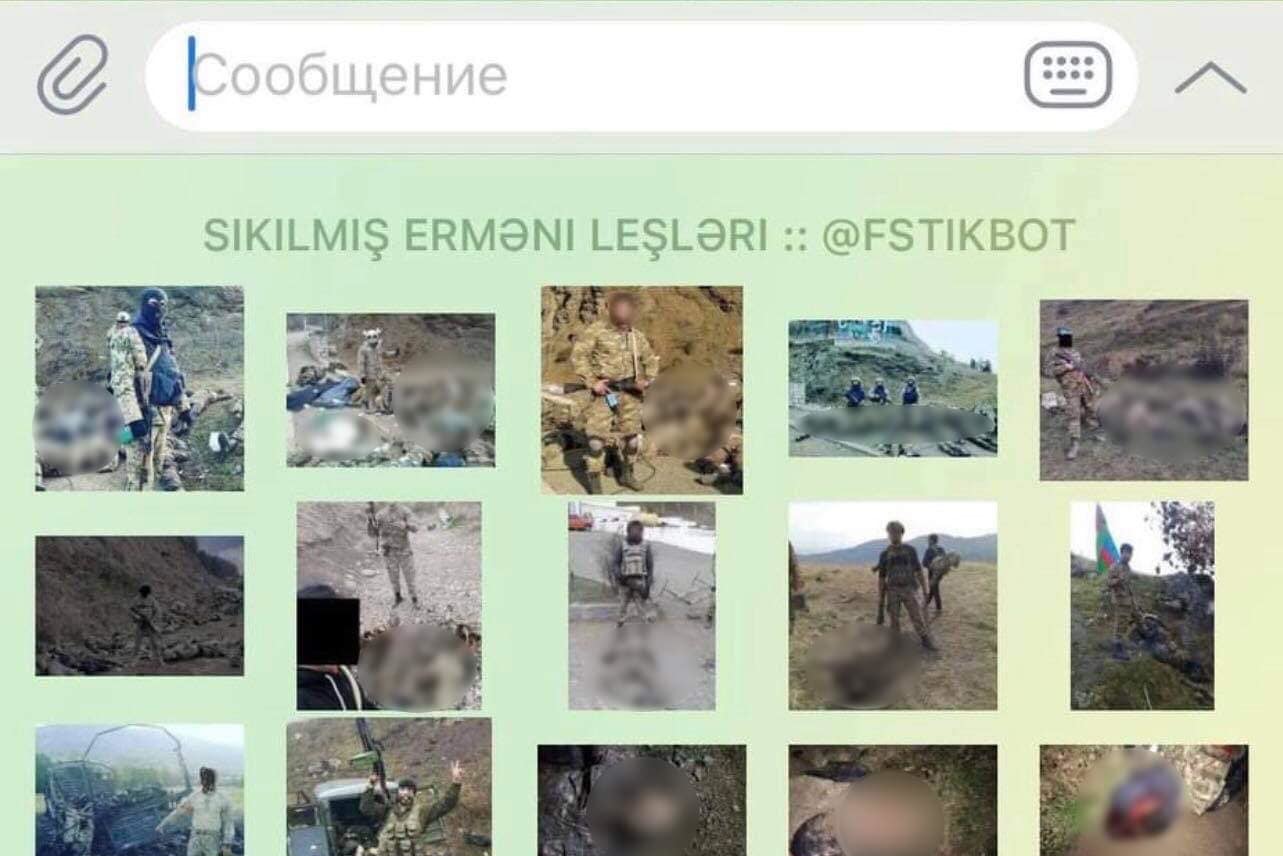 Азербайджанцы в Telegram создали стикеры с фотографиями расчлененных тел армянских военных и гражданских лиц