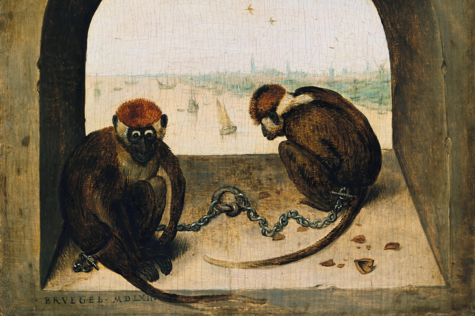 История одного шедевра: малоизвестная картина Брейгеля Старшего «Две обезьяны на цепи» - перечень человеческих грехов и глупостей