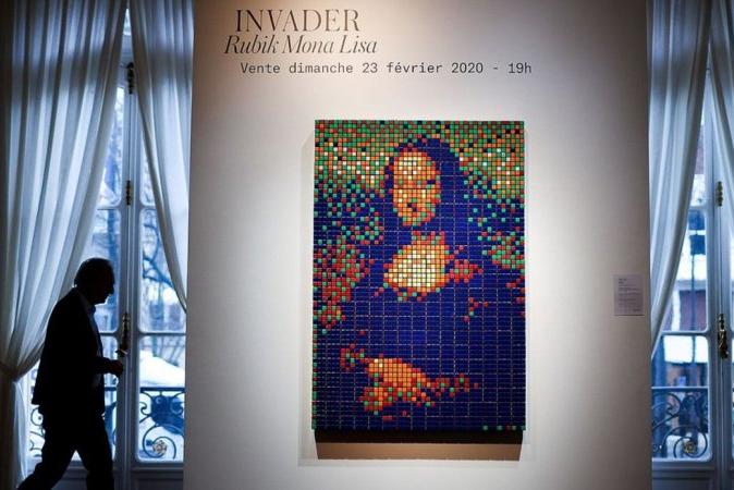 Мона Лиза, выполненная уличным художником из 330 кубиков Рубика, продана на аукционе в Париже за баснословную сумму 