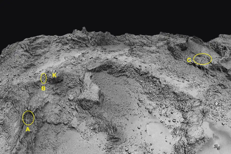 Астрономы впервые заметили на комете пещеры